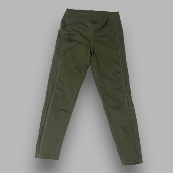 4/$25 Aerie Chill Play Move Dark Kelly Green Ankle Length Athleisure Leggings - Picture 2 of 3
